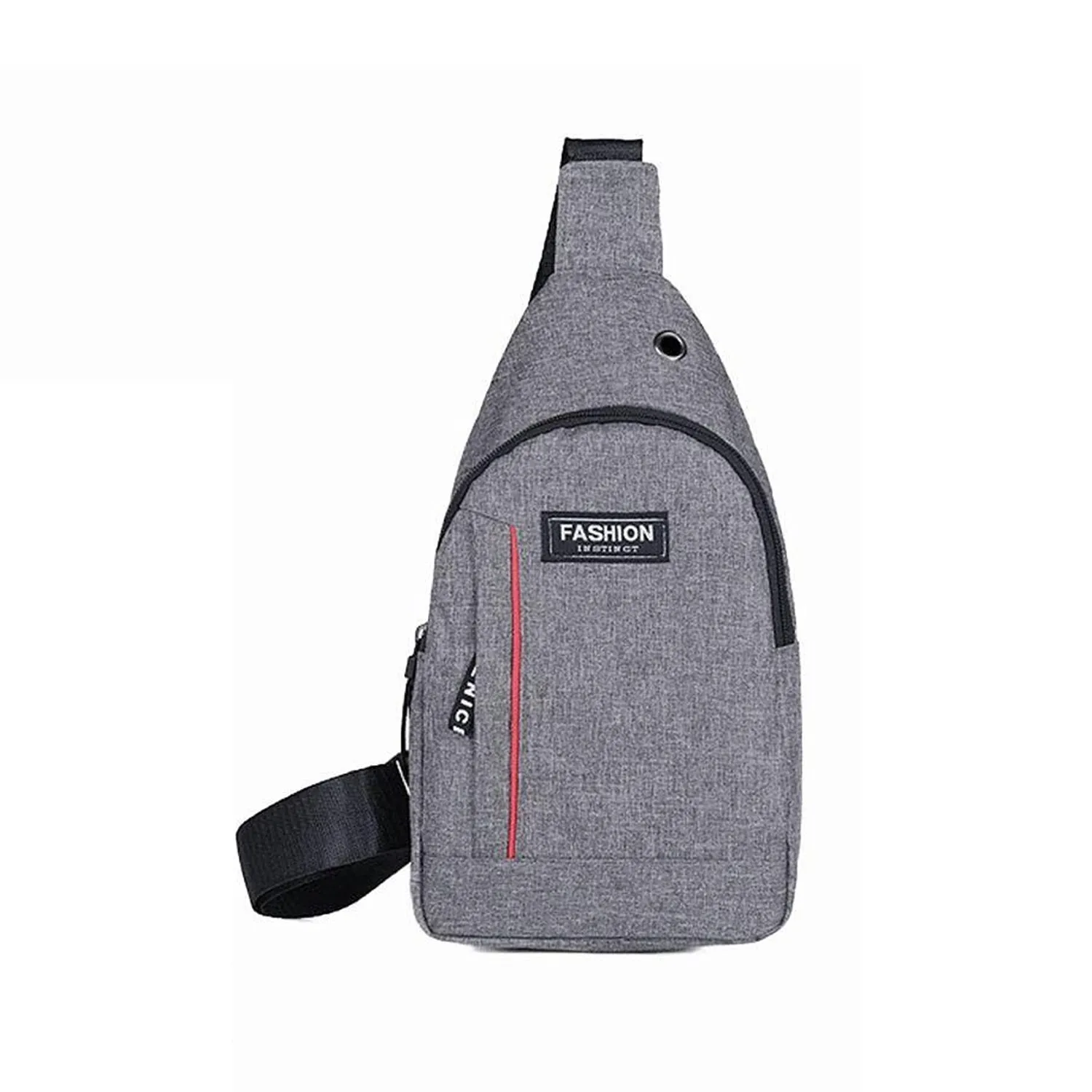 0323 Waterproof Anti Theft Crossbody fanny pack waist bag Shoulder Bags Chest Men Casual fashion USB Charging earphone hook Sling Travel Messengers Bag (grey / blue color)