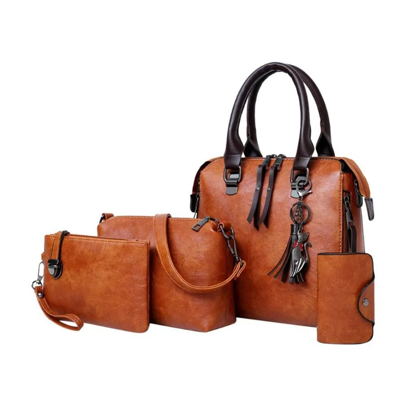 4Pcs Handbag, Wallet, Tote and Shoulder Bag Top Handle  Set