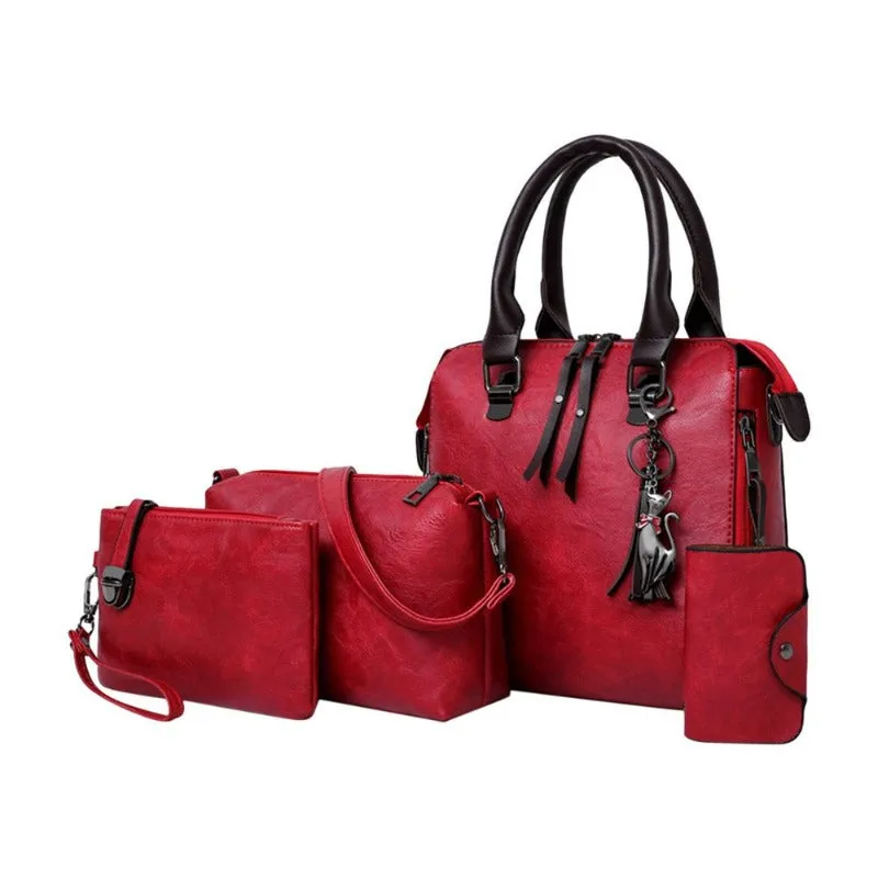 4Pcs Handbag, Wallet, Tote and Shoulder Bag Top Handle  Set