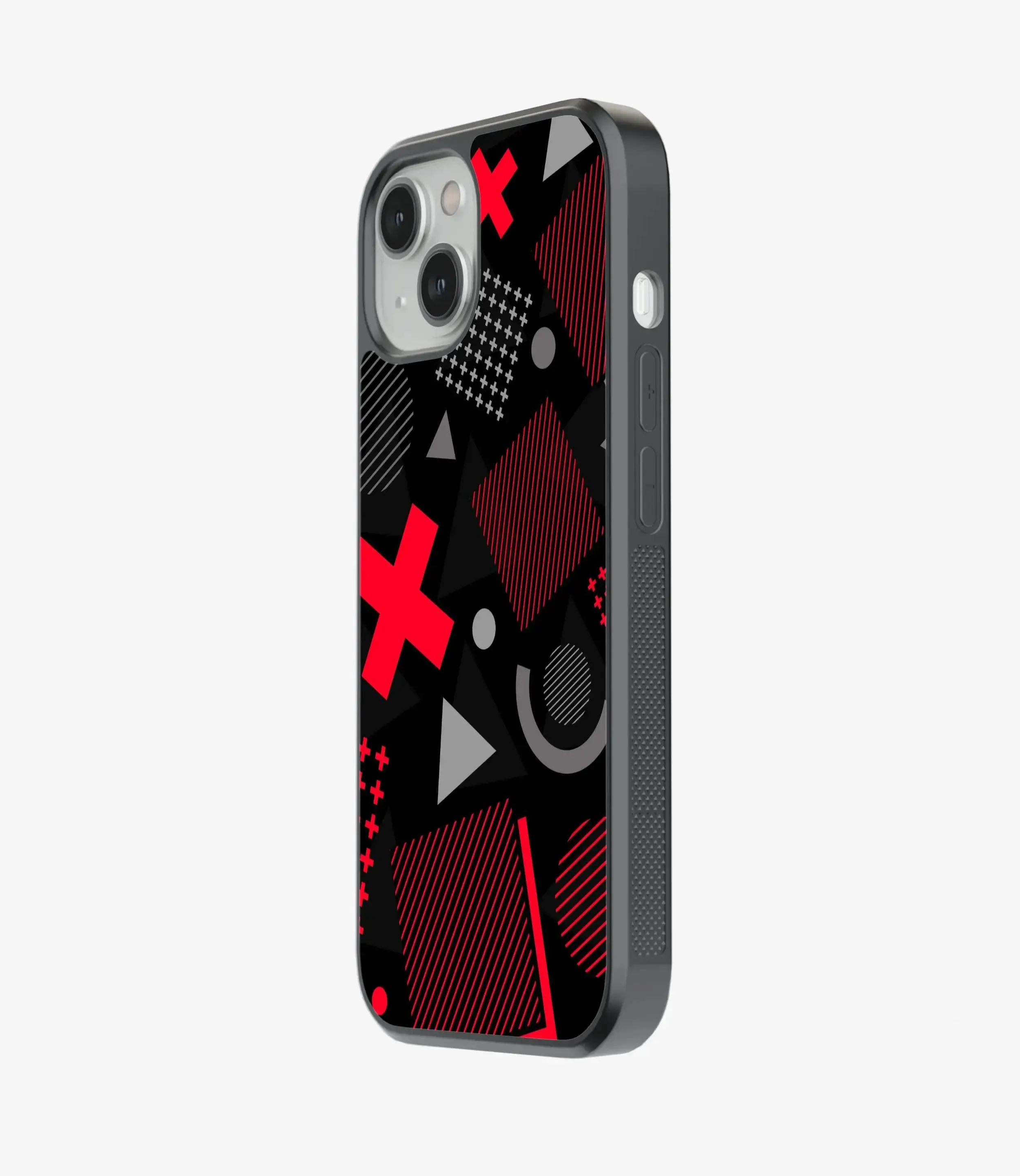 Abstract Geometric Black/Red Pattern Glass Case