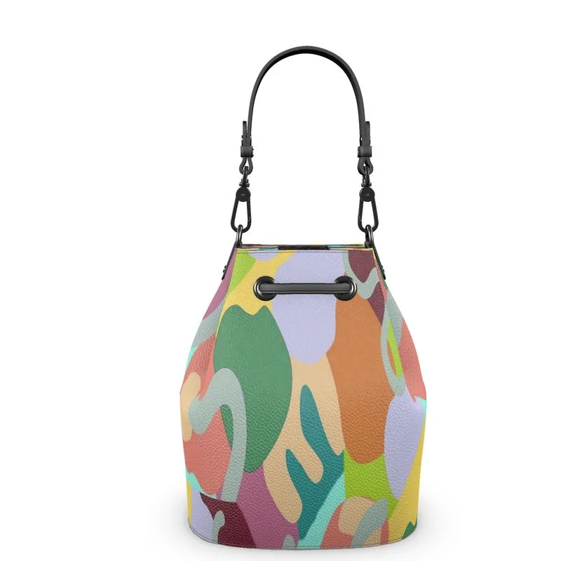 Abstract Wild Luxury Leather Bucket Bag