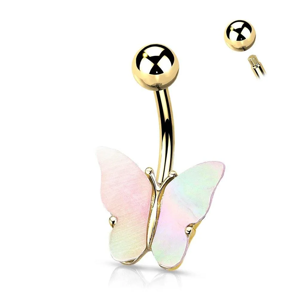 Belly Ring - Butterfly - Gold Shell