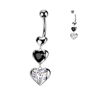 Belly Ring - Heart Dangle - Silver