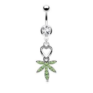 Belly Ring - Heart Leaf Green