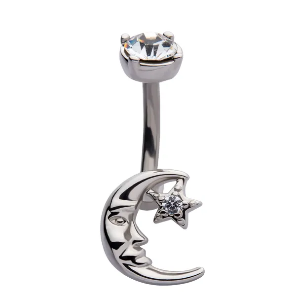 Belly Ring - Moon Star Cubic Zirconia