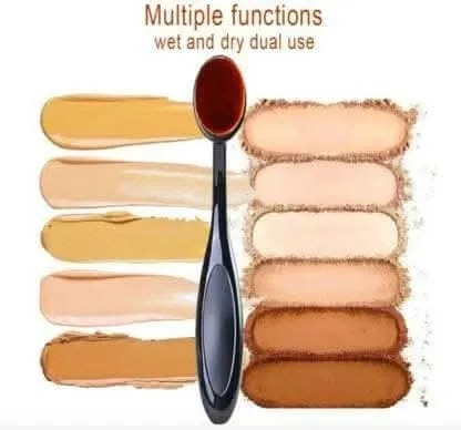 Bingeable 2 Pcs Oval Professional Makeup Brushes Set Soft Synthetic Multi Purpose Makeup Brushes (Gold\Multi color)