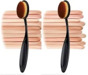 Bingeable 2 Pcs Oval Professional Makeup Brushes Set Soft Synthetic Multi Purpose Makeup Brushes (Gold\Multi color)