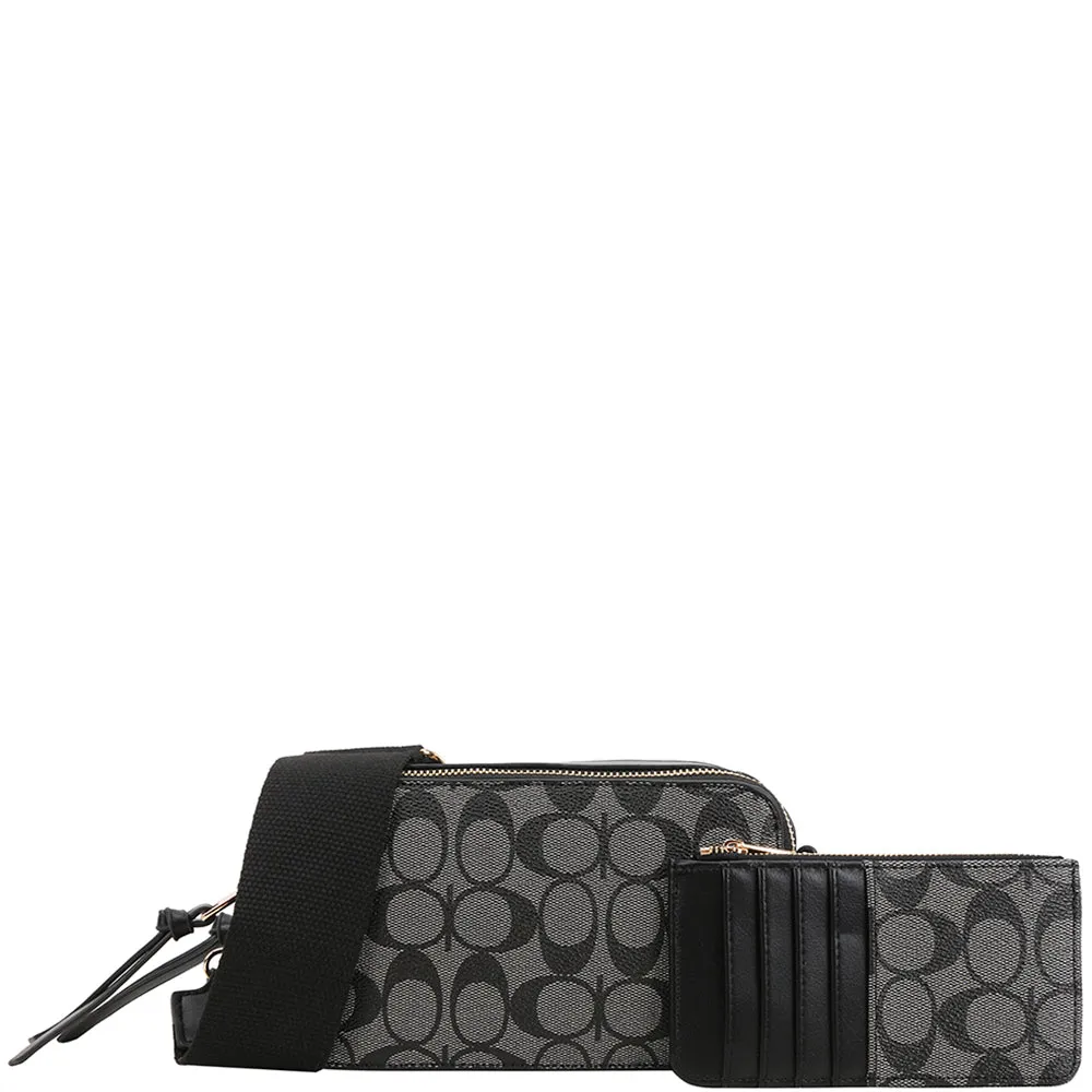 Black Oval Crossbody Bag with Wallet – Sleek & Versatile