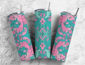 Blue And Pink Paisley 20 oz. Skinny Tumbler runA91