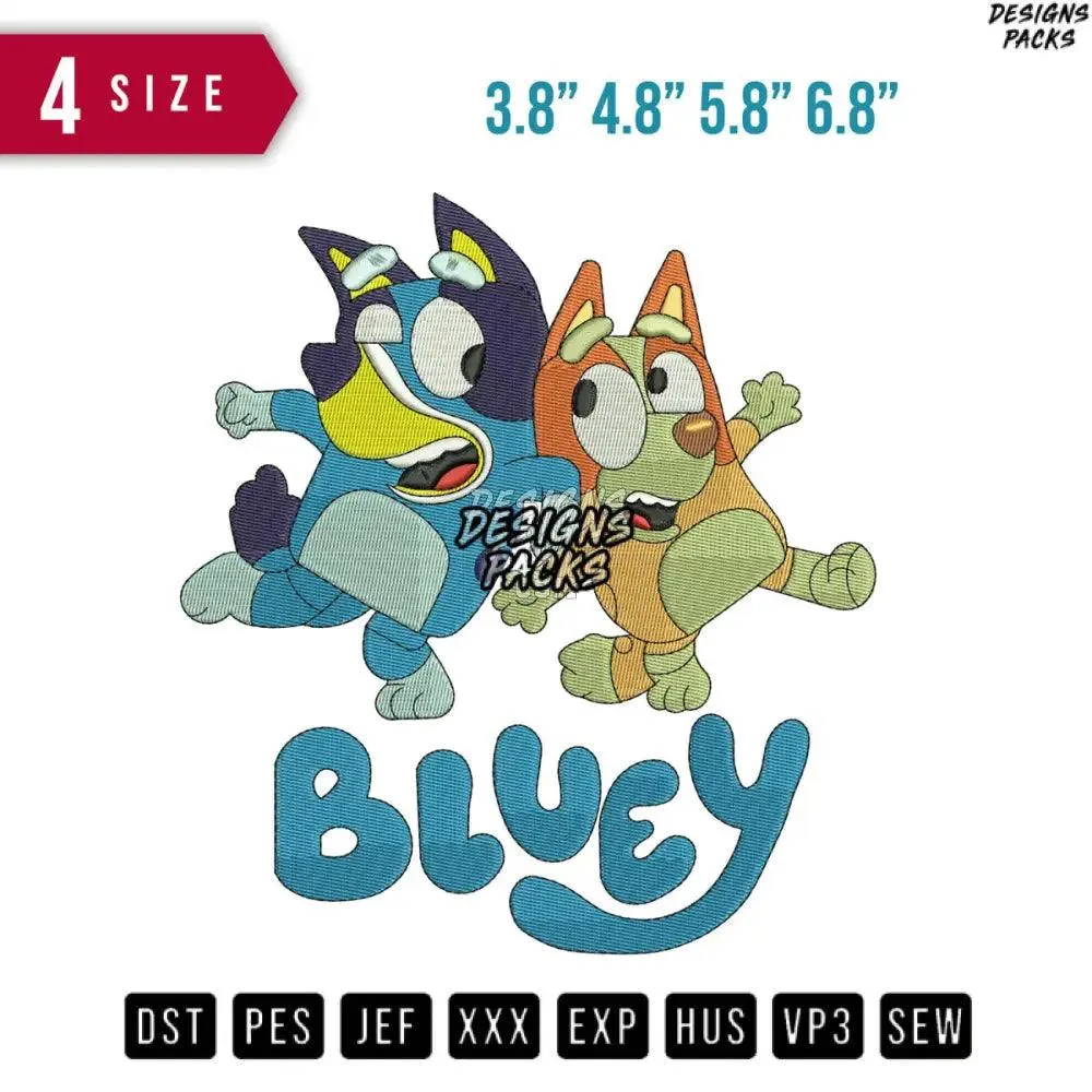 Bluey and Bingo Embroidery Design