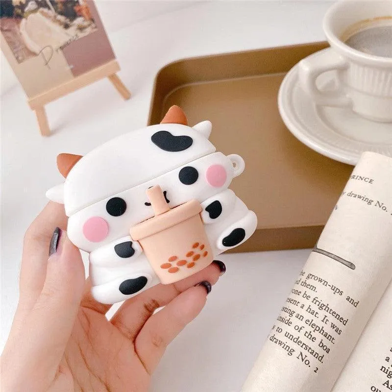 Boba Milk Cow Earphone Case Earbuds Case Cover Accessories for Airpods 1/2/3/Pro