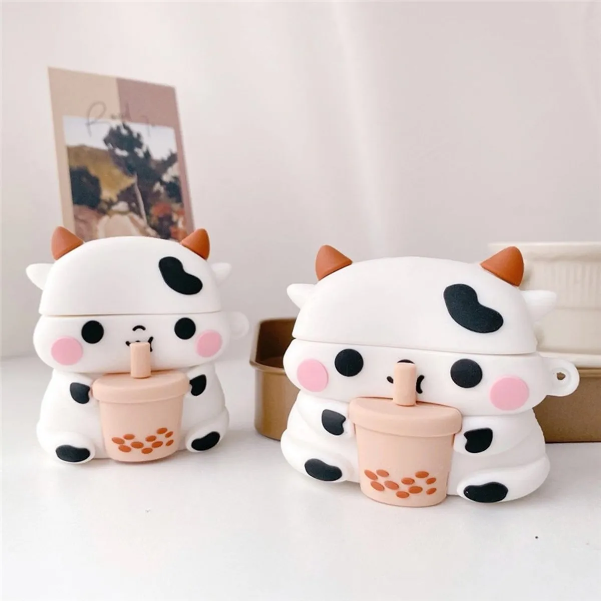 Boba Milk Cow Earphone Case Earbuds Case Cover Accessories for Airpods 1/2/3/Pro