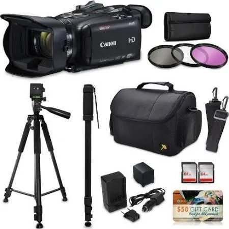 Canon XA35 HD Professional Video Camcorder 128GB Tripod Monopod Bag  Battery BUNDLE