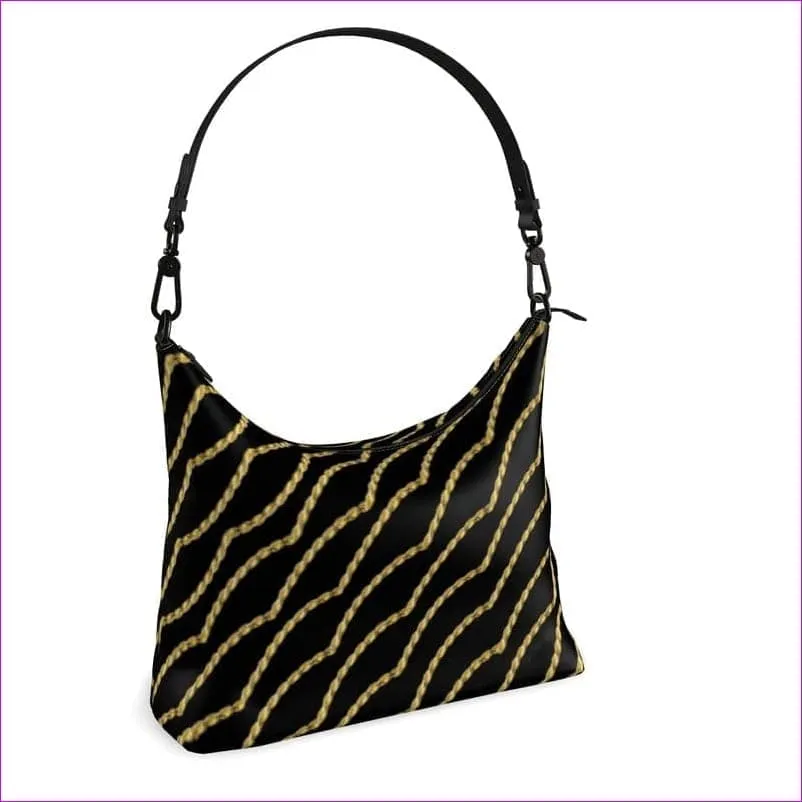 Chained Authentic Leather Square Hobo Bag