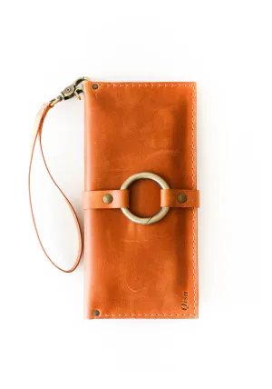 Cognac Brown Long Leather Wallet