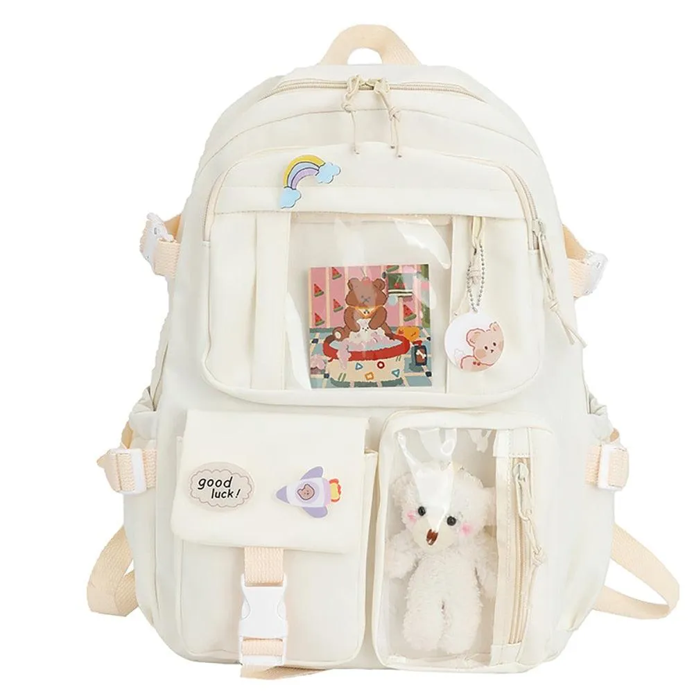 Cute Women Backpacks Waterproof Multi-Pocket Nylon School Backpack for