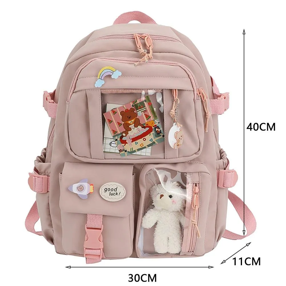 Cute Women Backpacks Waterproof Multi-Pocket Nylon School Backpack for