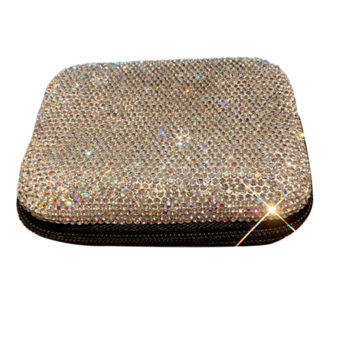 Data Cable Storage Bag with Rhinestones Headset U Disk U Shield Charger Protective Case Sundries Trinkets Jewelry Organizer