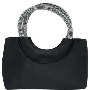 Elegant Black Evening Handbag with Rhinestone Handle