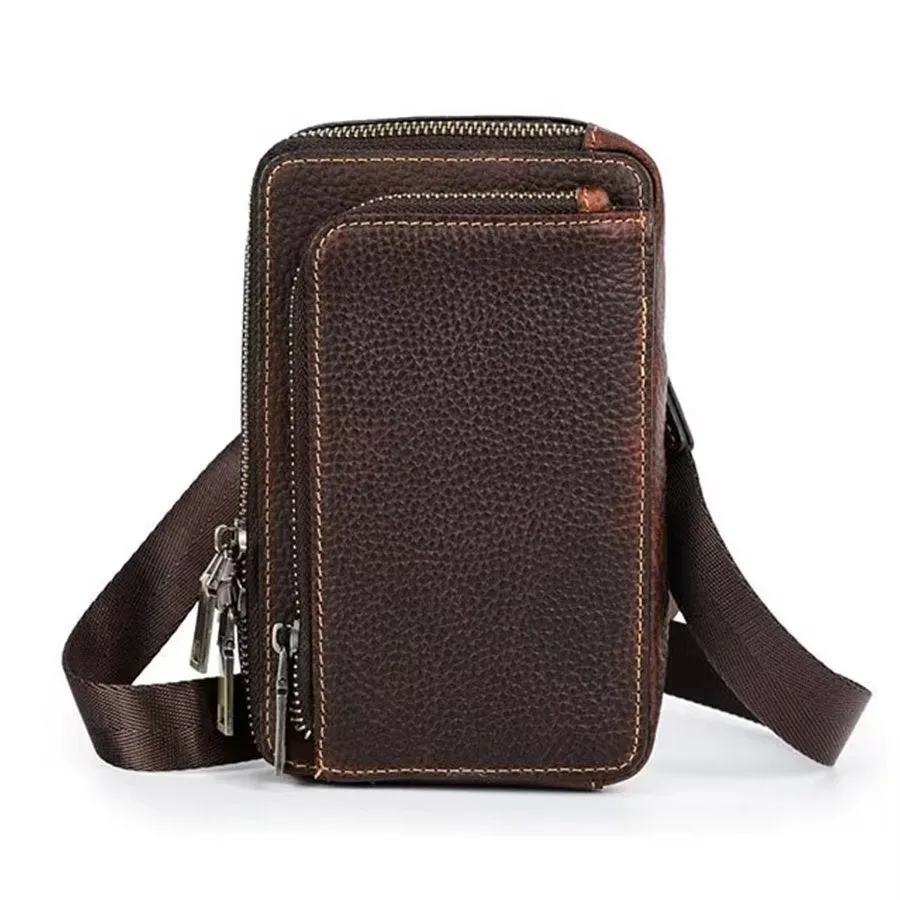 Elegant Crazy Horse Leather Men's Vintage Crossbody Bag