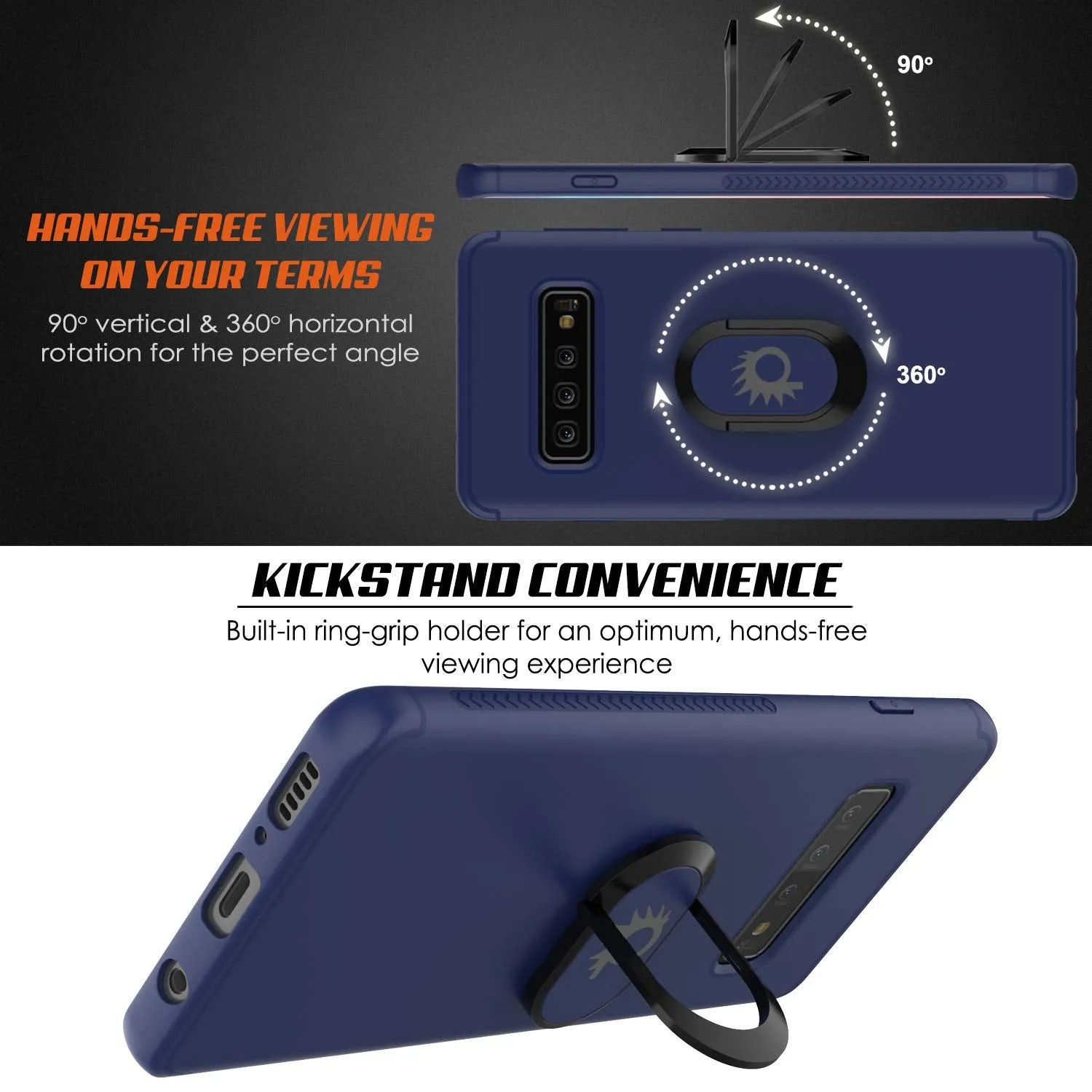 Galaxy S10  Plus, Punkcase Magnetix Protective TPU Cover W/ Kickstand, Sceen Protector[Blue]