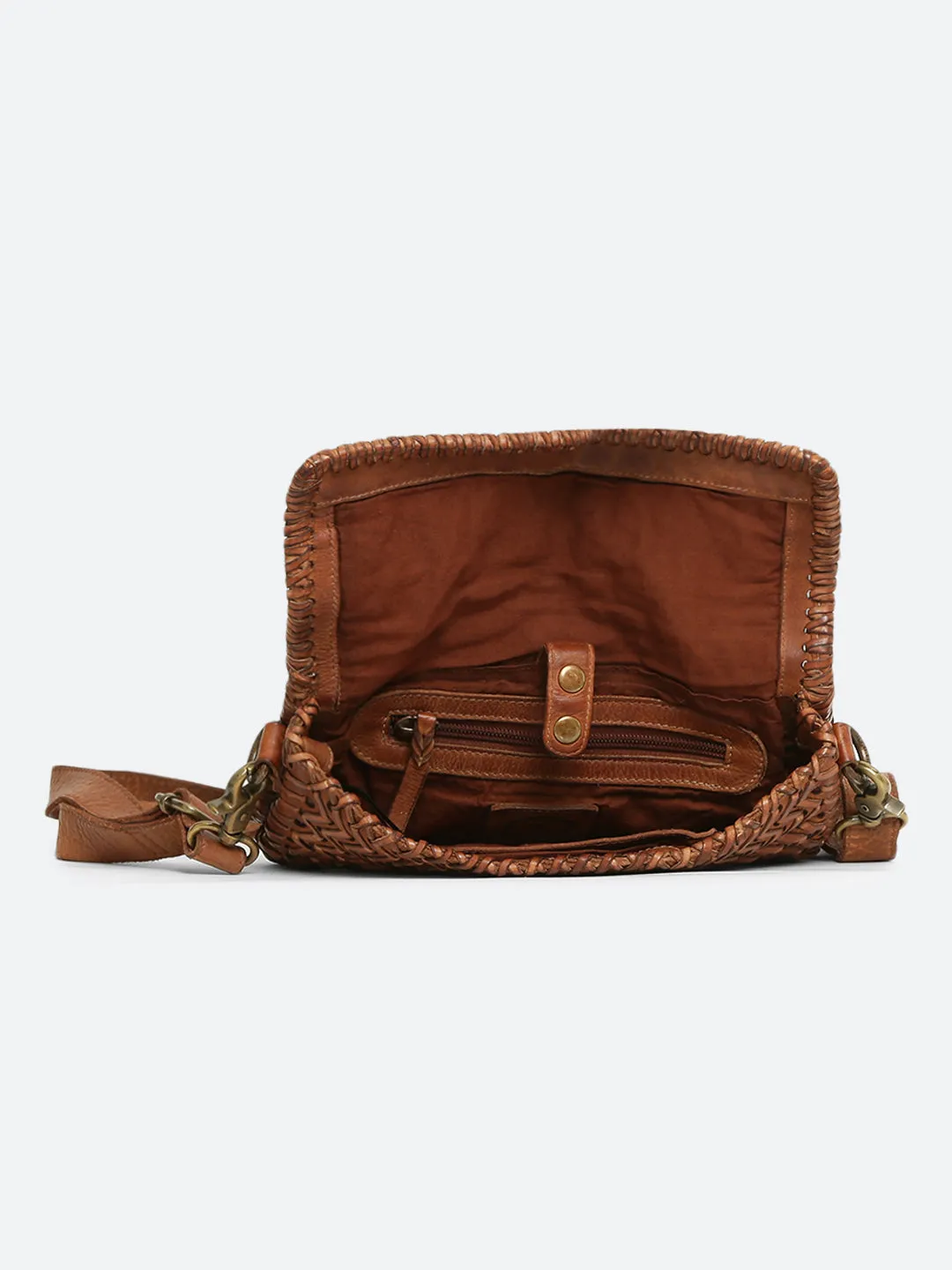 Genuine Cognac Leather Sling Bag