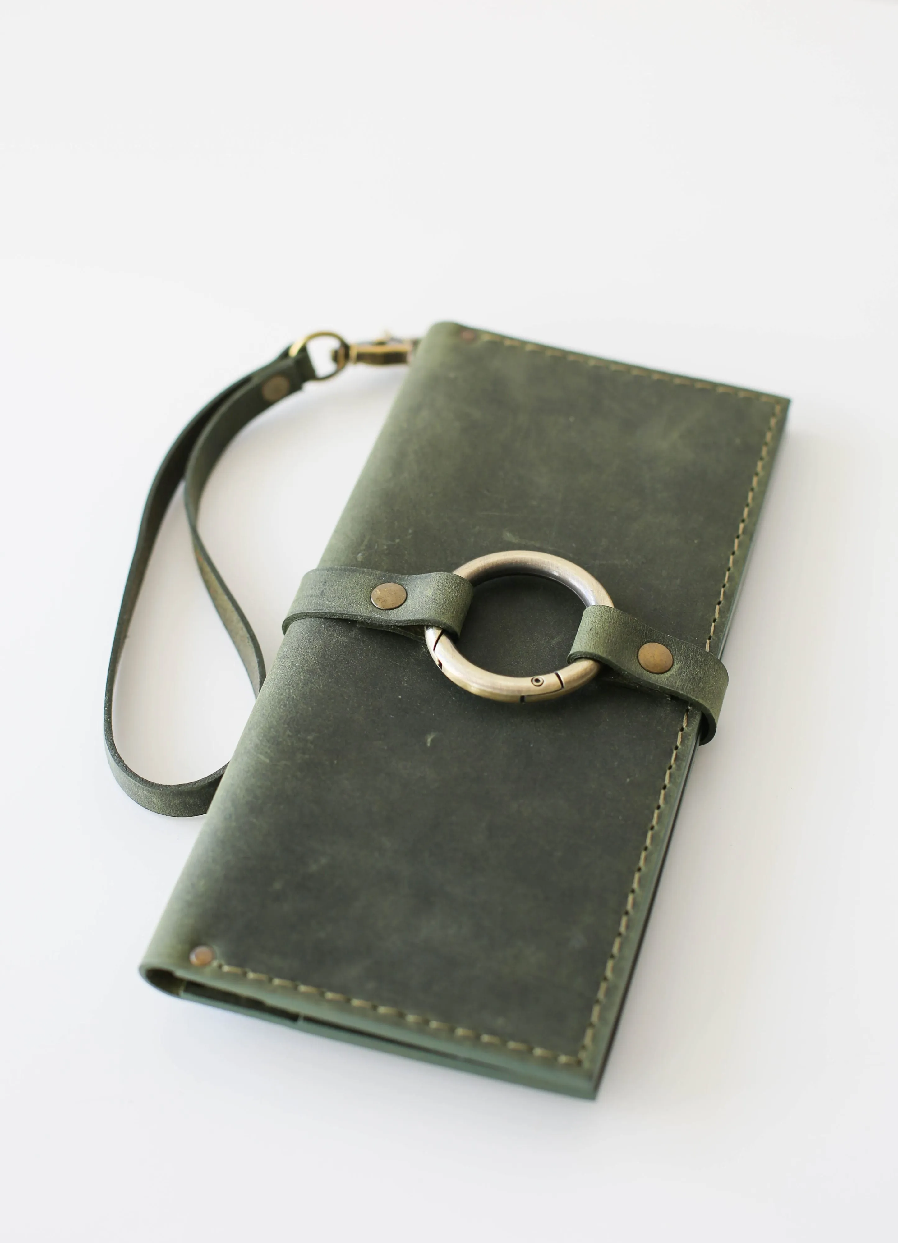 Green Long Leather Wallet