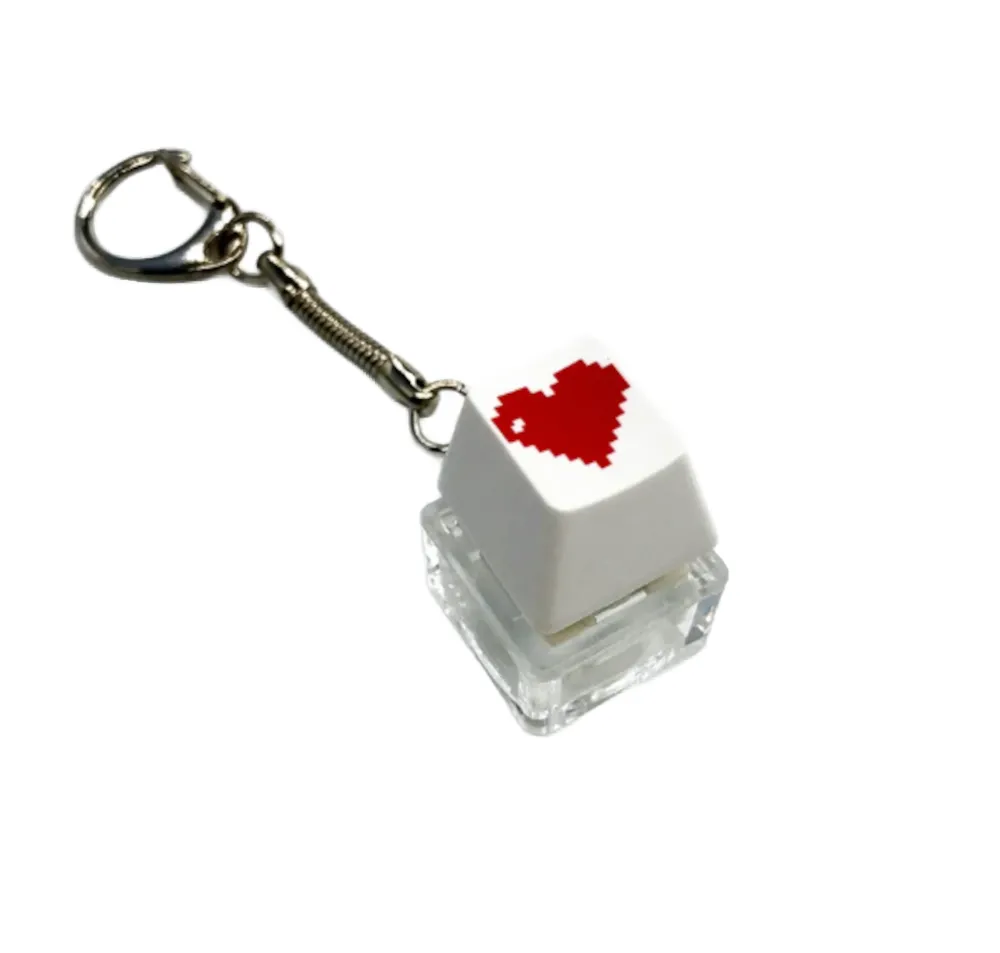 Heart Computer Button Keychain