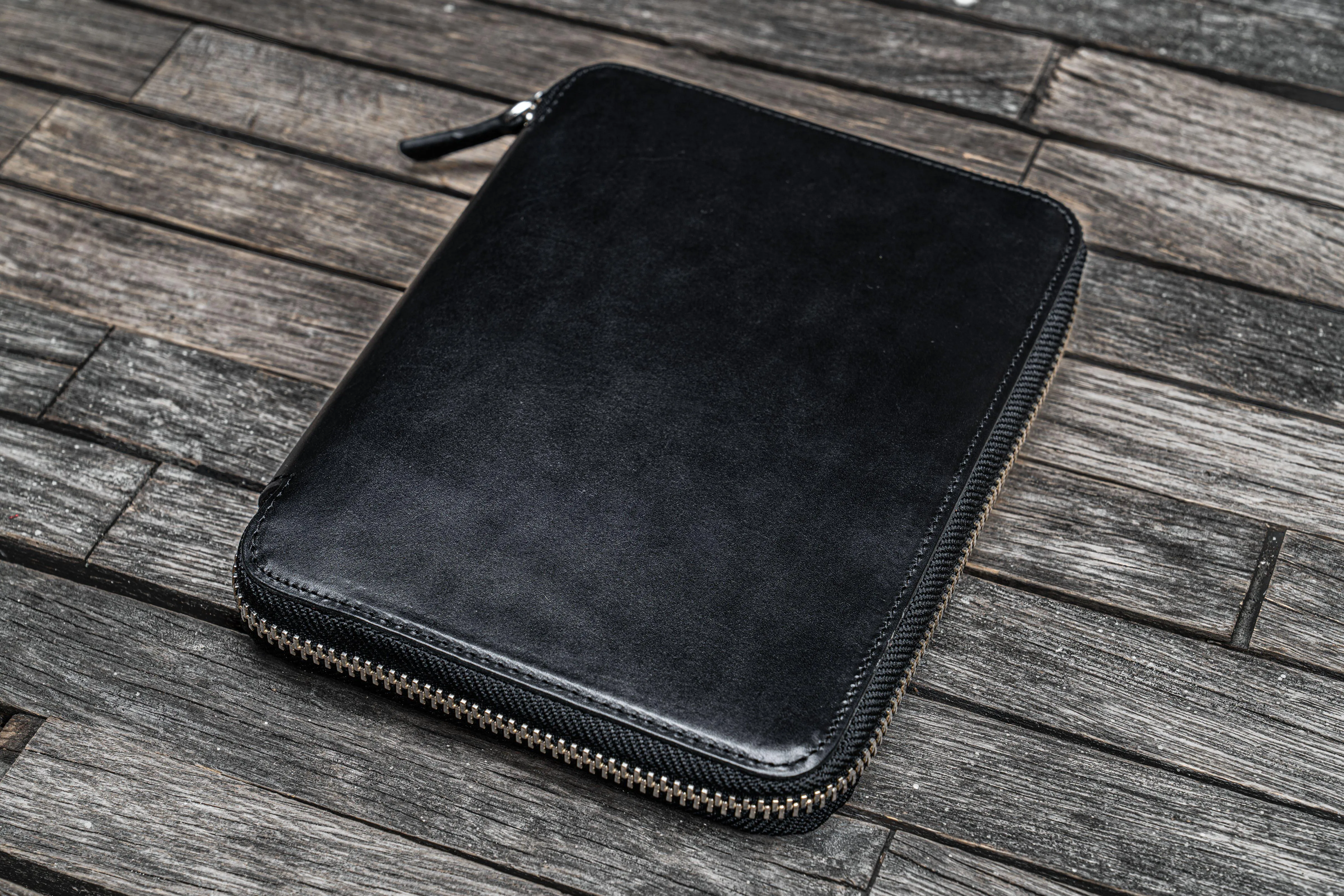 Leather Zippered B6 / B6 Slim Planner Folio - Black