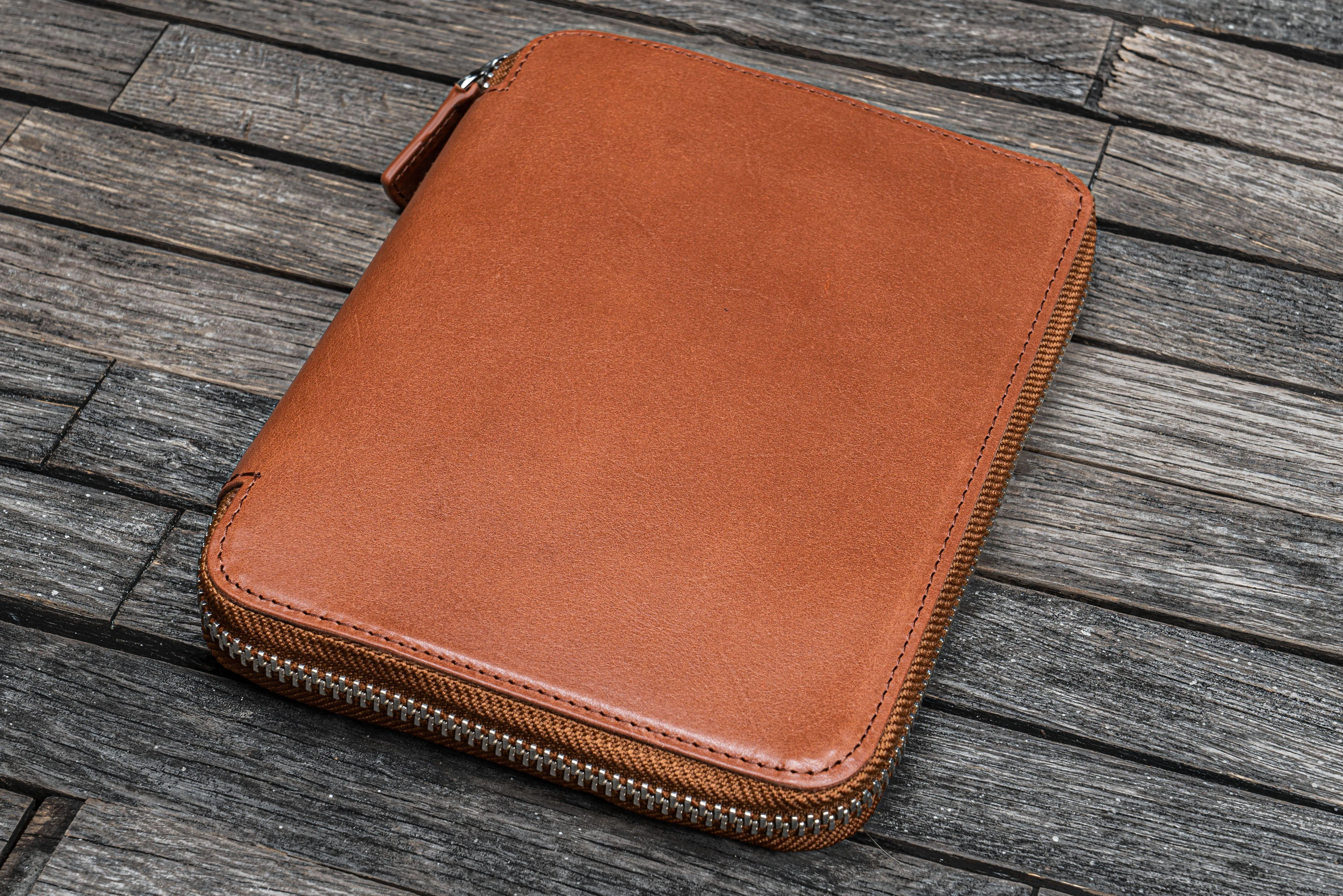 Leather Zippered B6 / B6 Slim Planner Folio - Brown