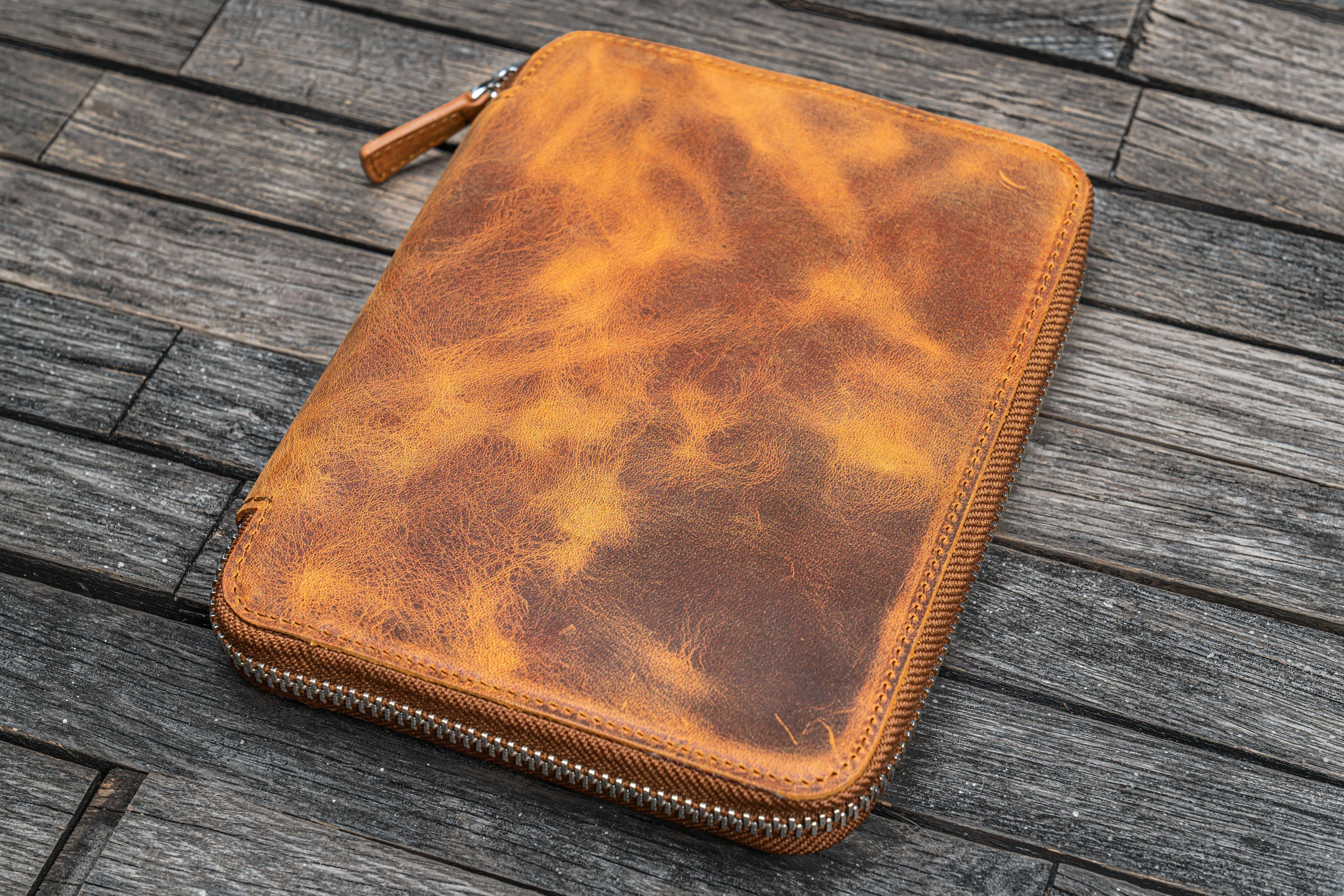 Leather Zippered B6 / B6 Slim Planner Folio - Crazy Horse Brown