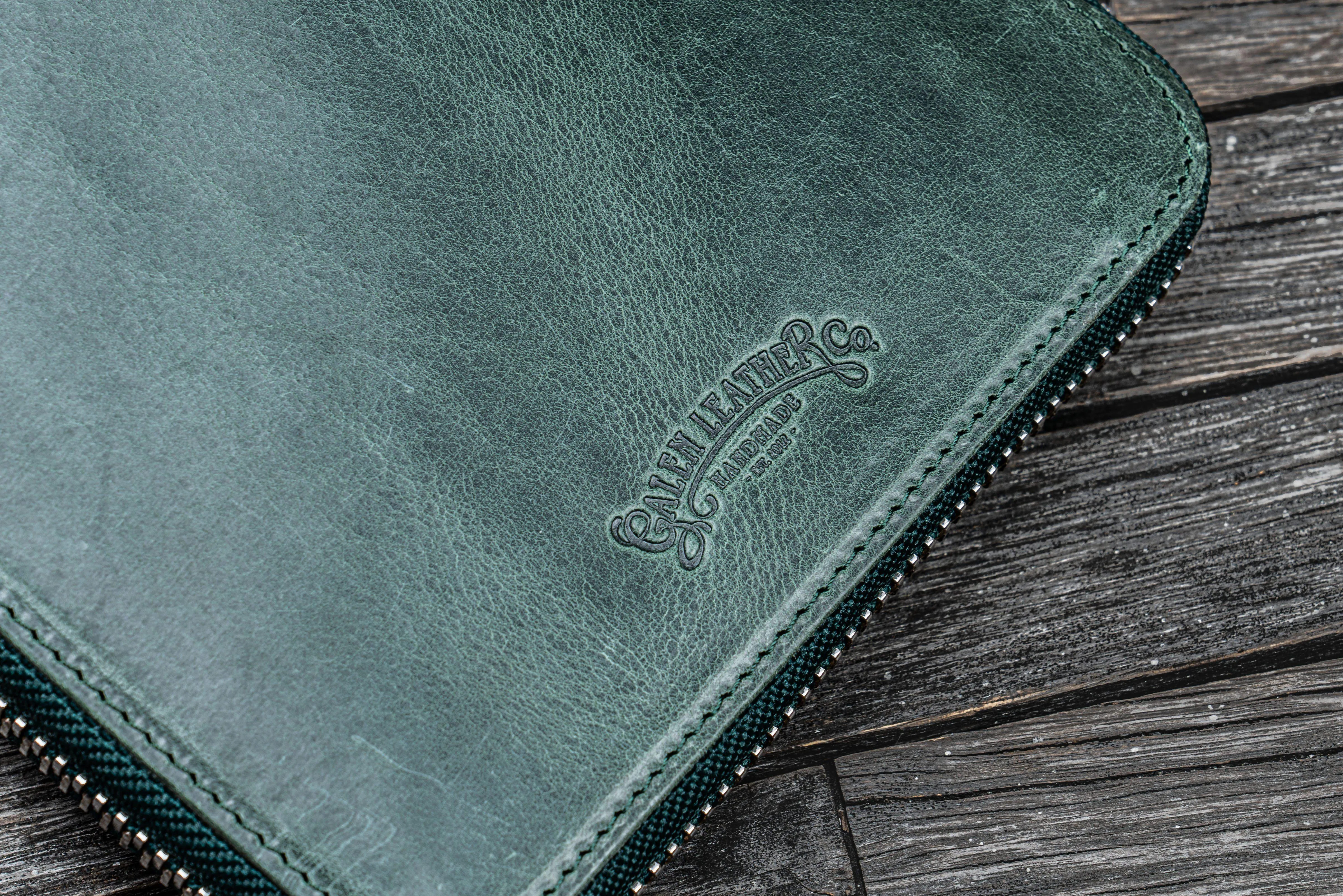 Leather Zippered B6 / B6 Slim Planner Folio - Crazy Horse Forest Green