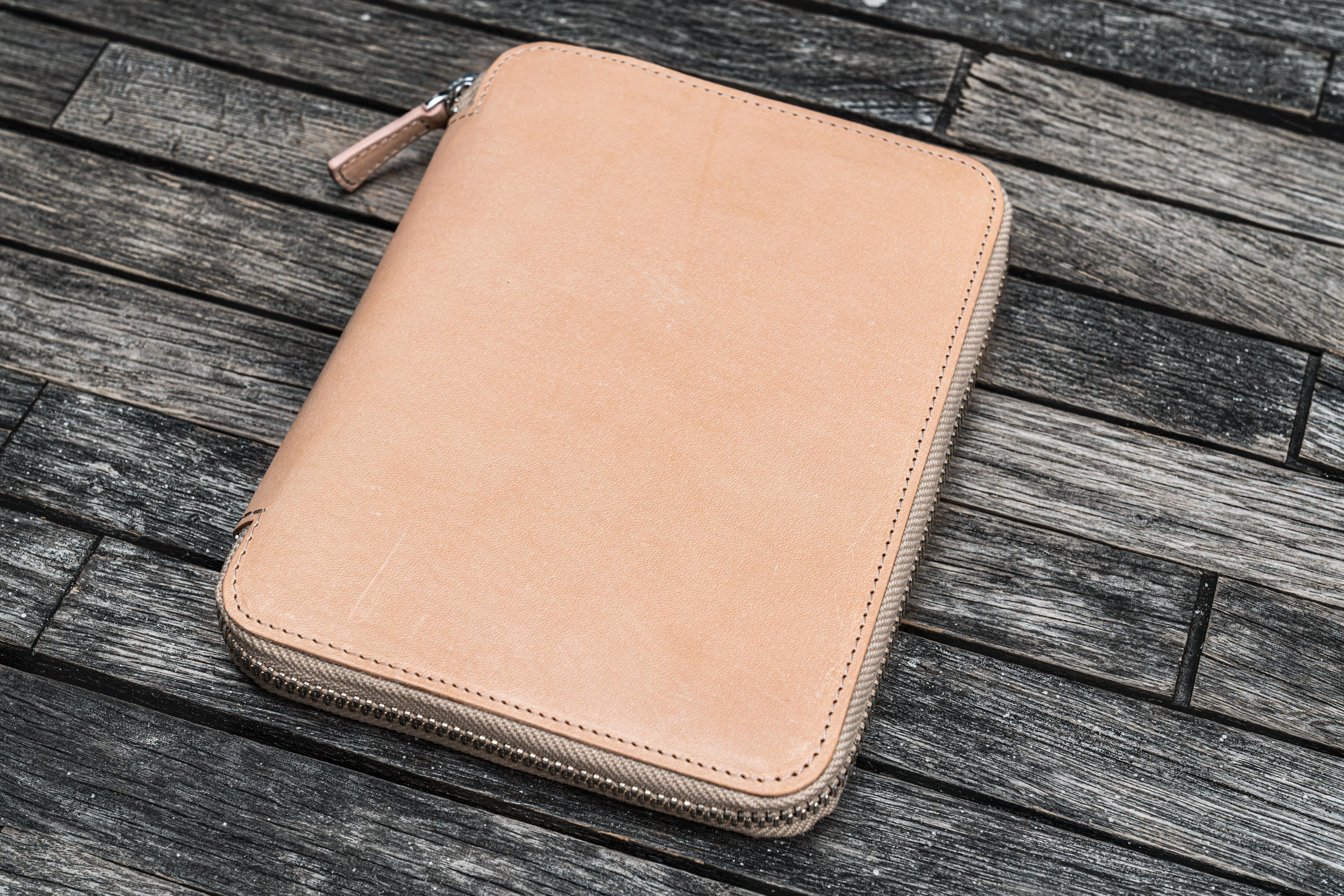 Leather Zippered B6 / B6 Slim Planner Folio - Undyed Leather