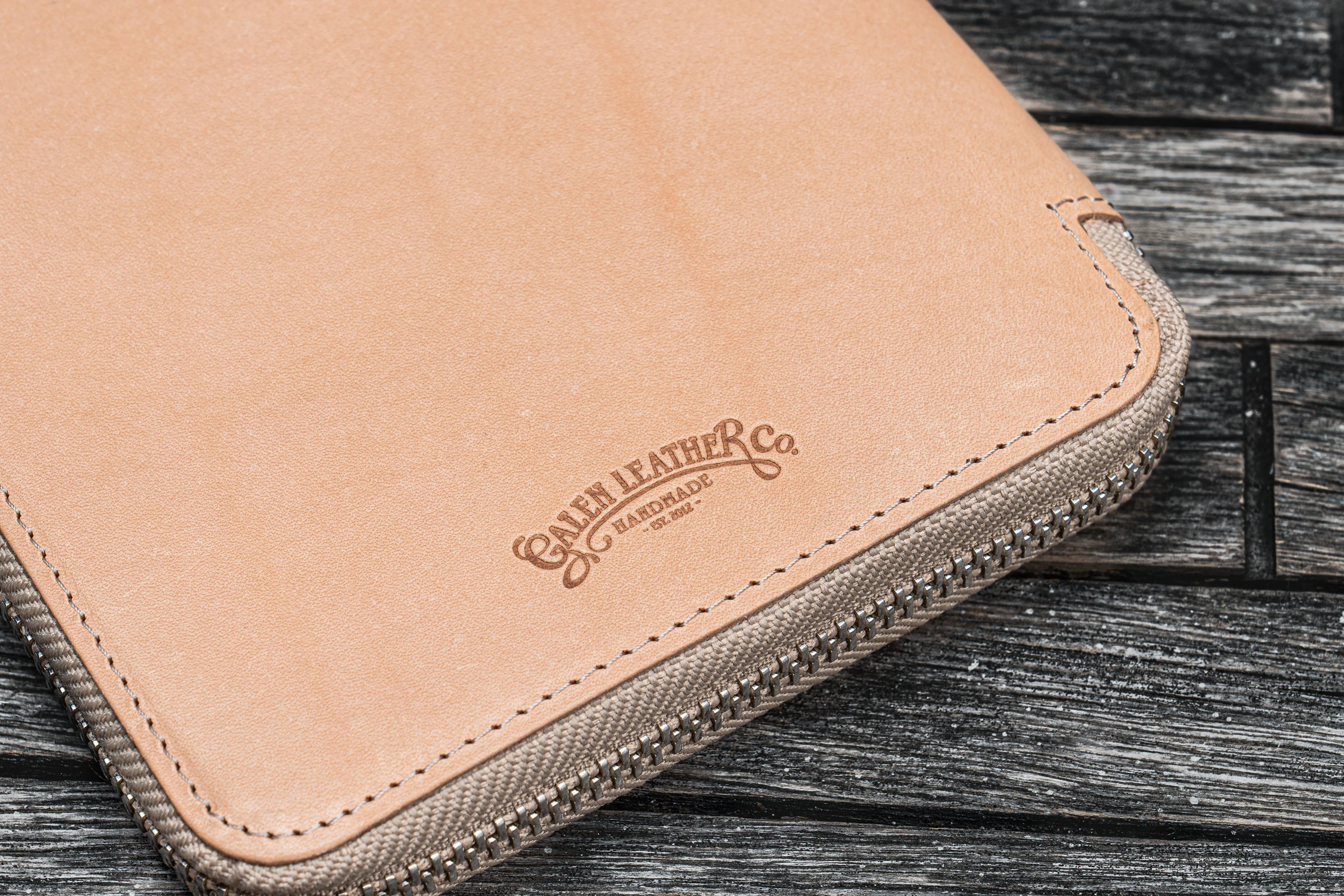 Leather Zippered B6 / B6 Slim Planner Folio - Undyed Leather