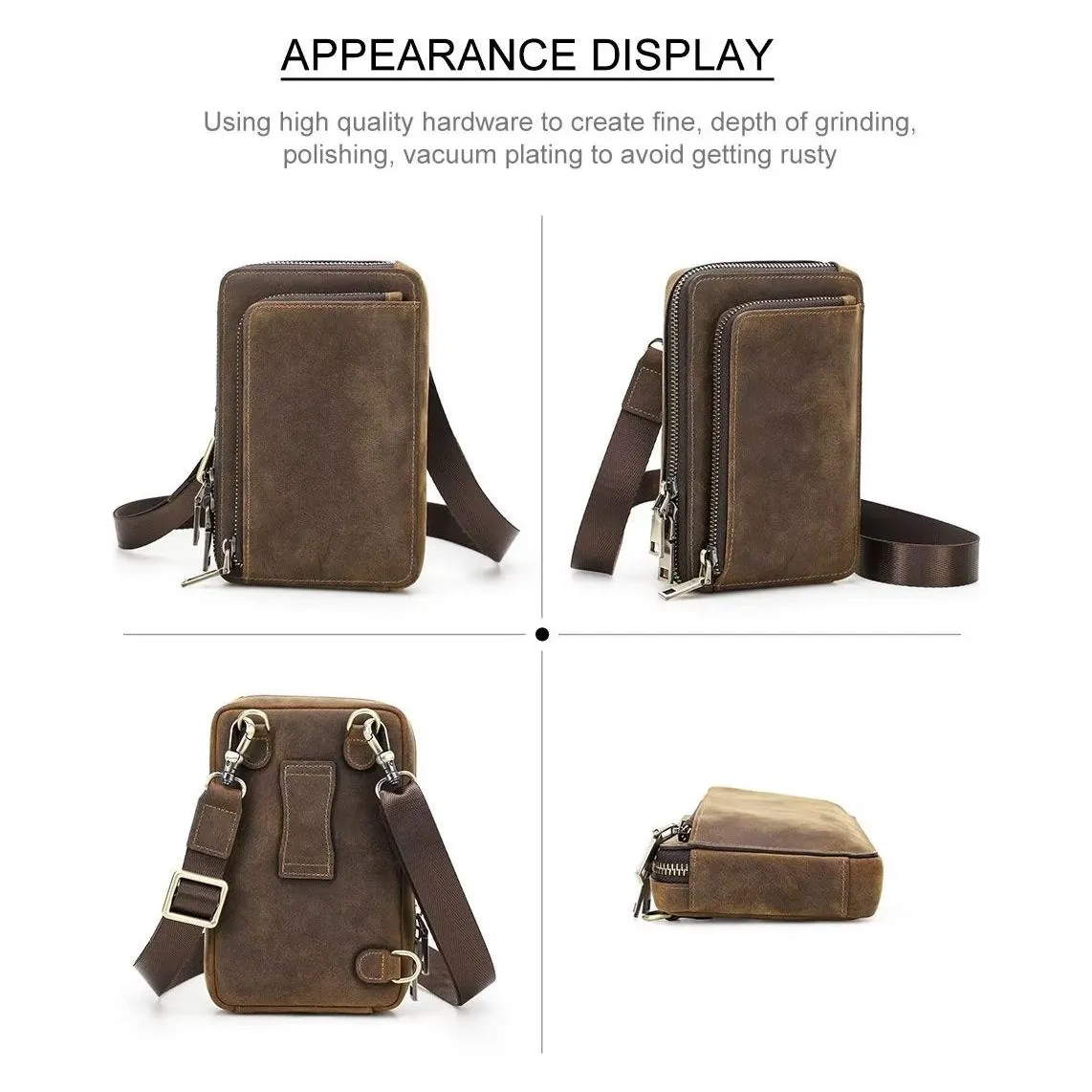 Luxury Leather Flap Vintage Crossbody Bag