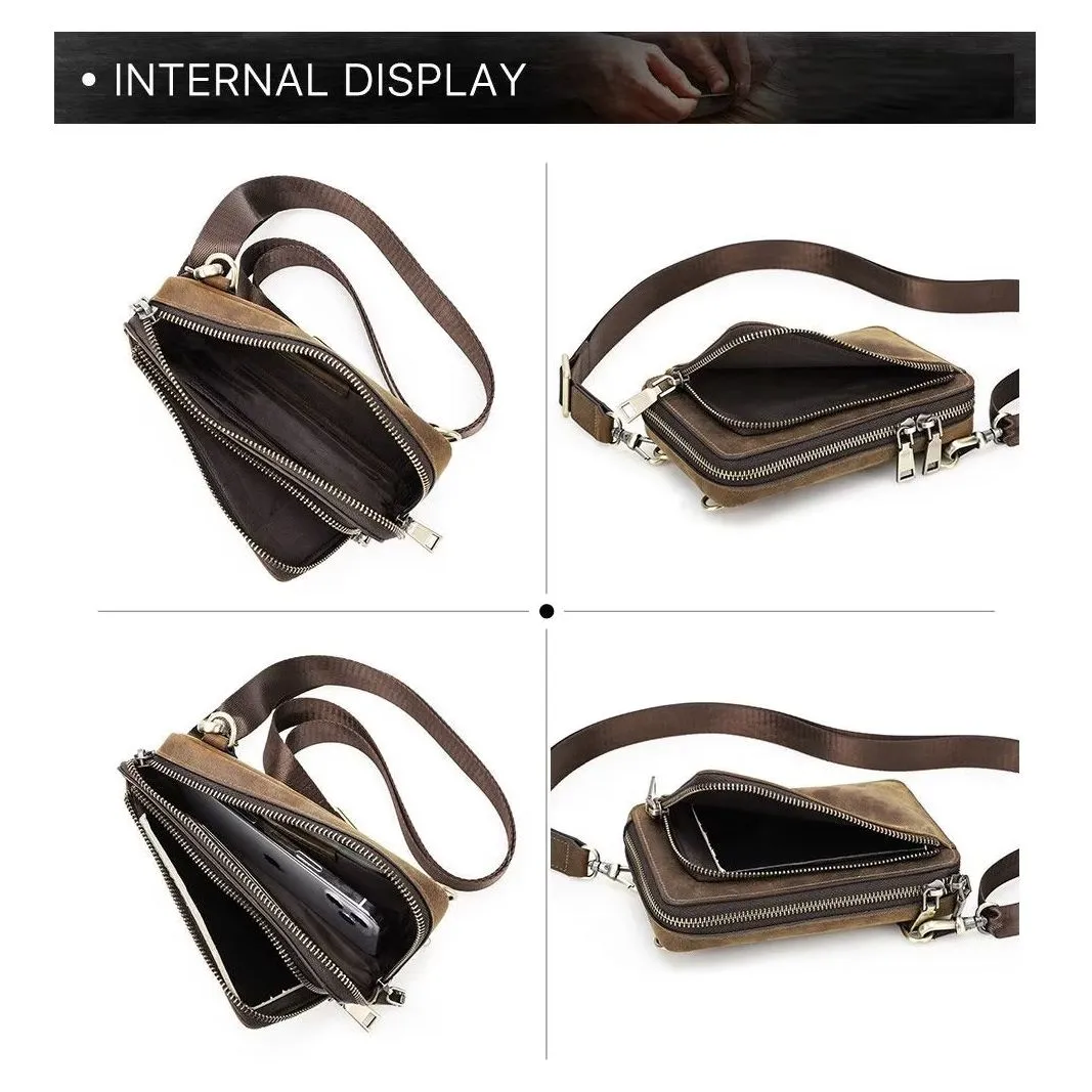 Luxury Leather Flap Vintage Crossbody Bag