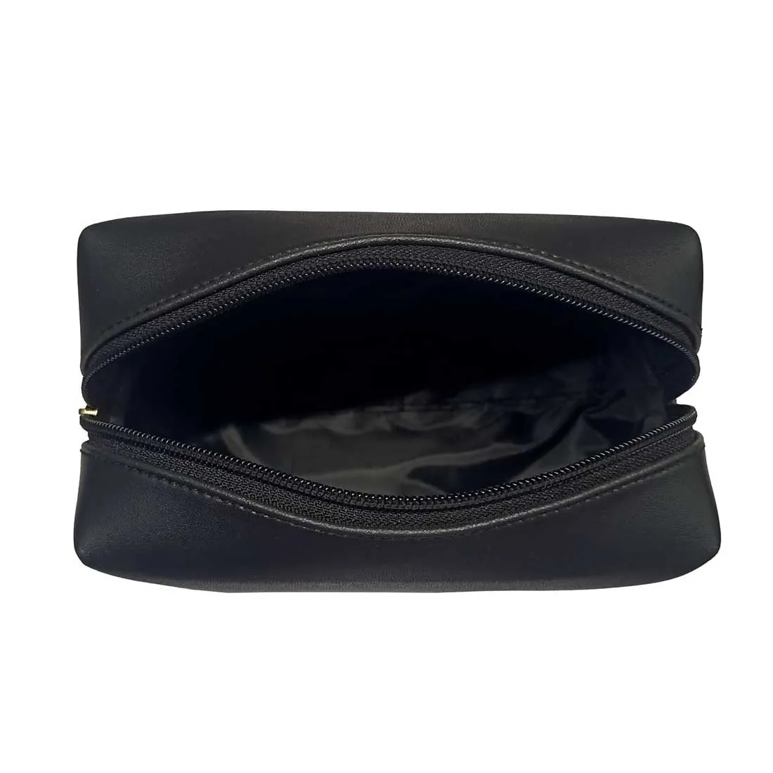 Male Toiletries Bag with Name - Faux Leather Black Travel Pouch