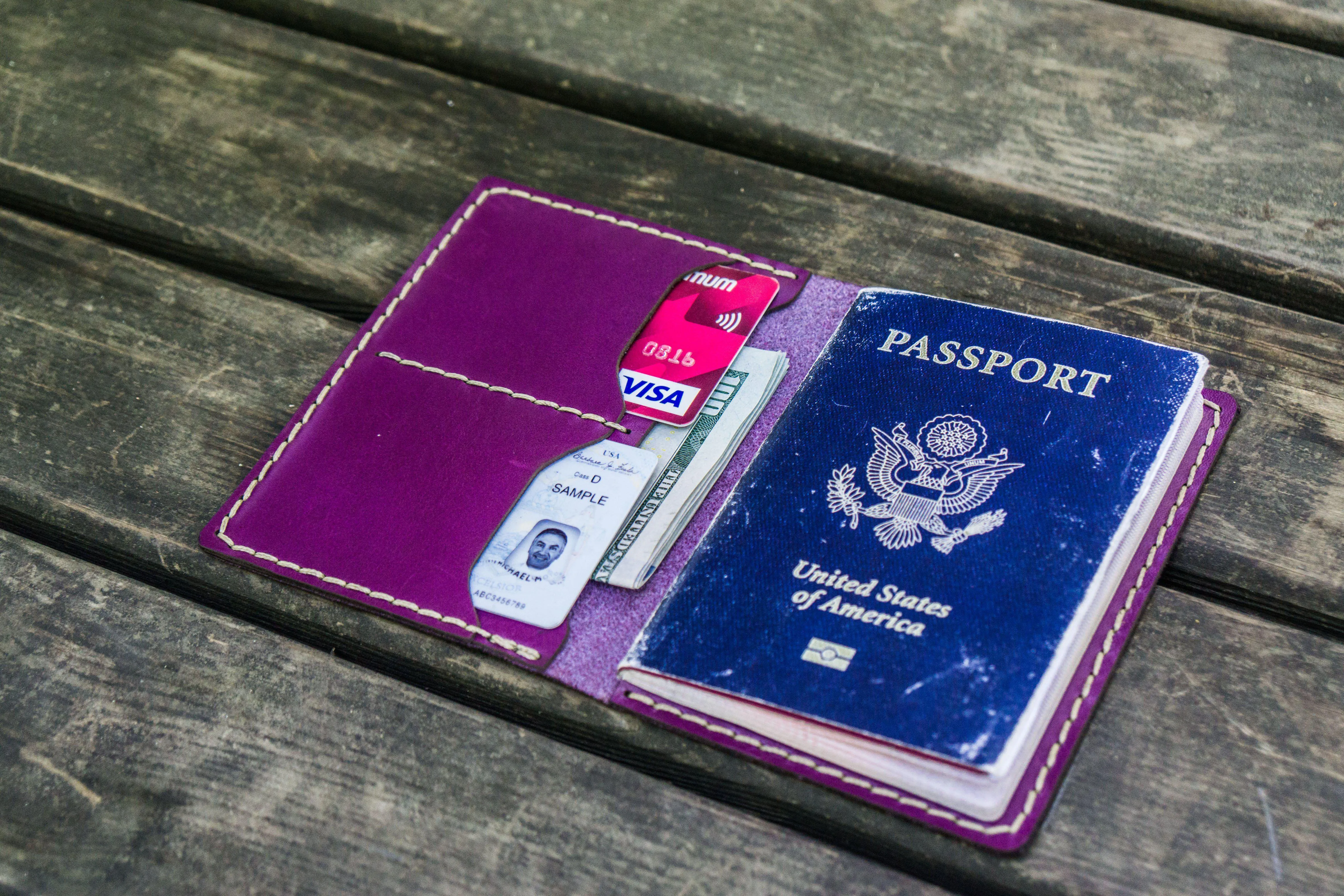 No.06 Leather Passport Holder - Purple