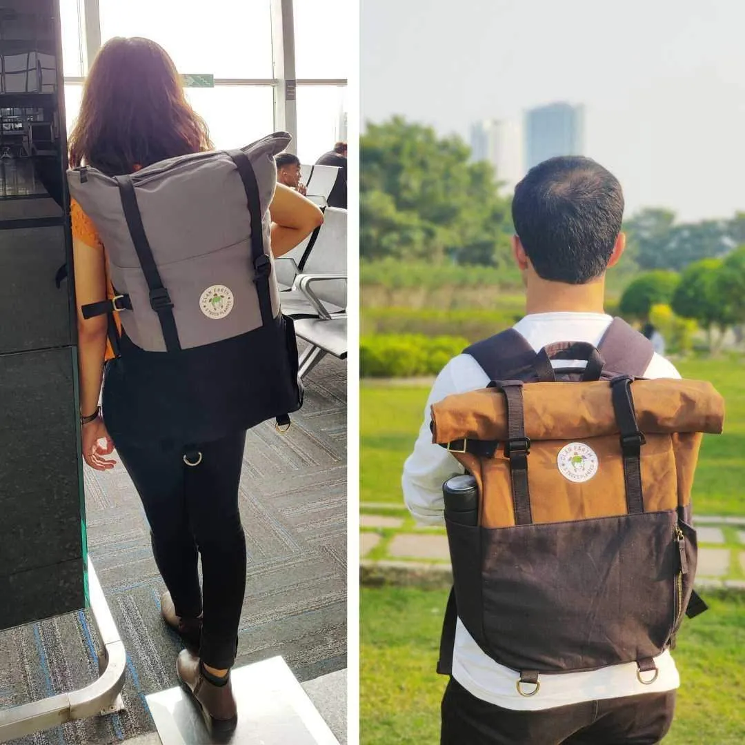 Pangolin Rolltop Backpack - Daily Carry and Travel Backpack - Navy Blue & Charcoal Black