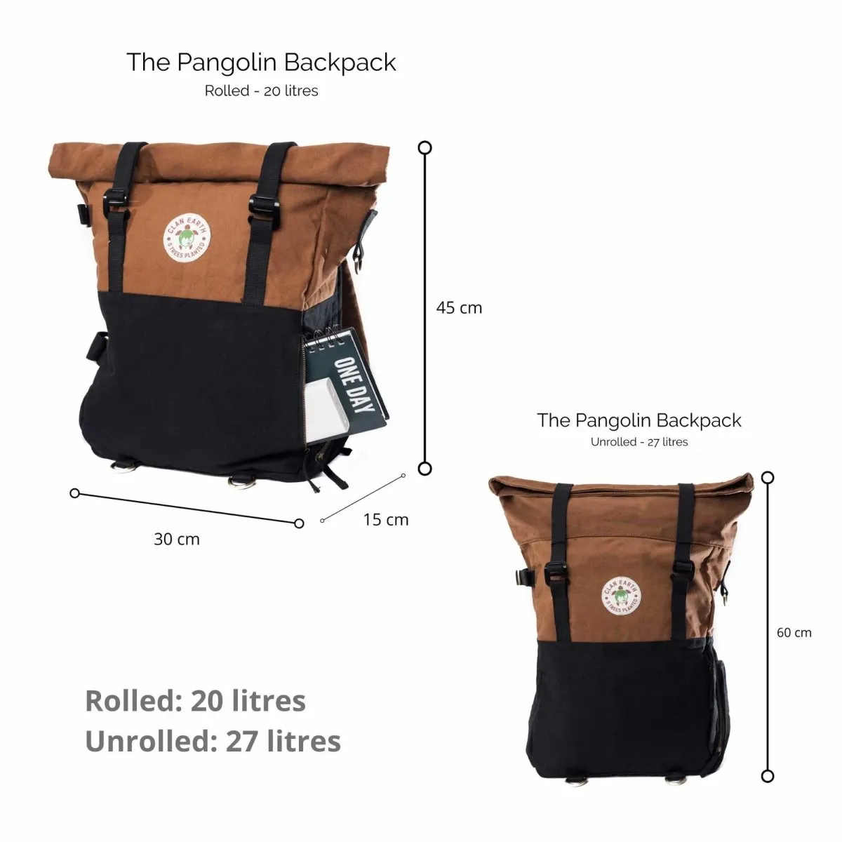 Pangolin Rolltop Backpack - Daily Carry and Travel Backpack - Navy Blue & Charcoal Black