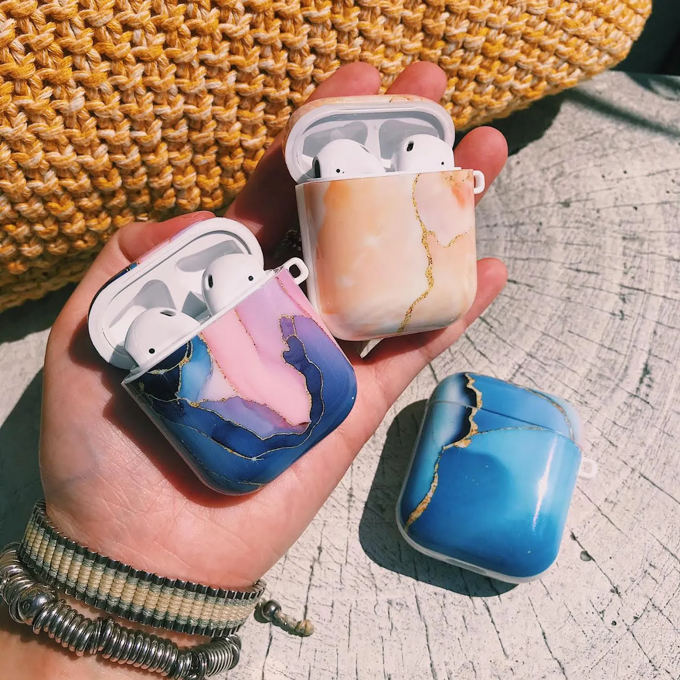 Pink & Blue Ombre Marble AirPod Holder