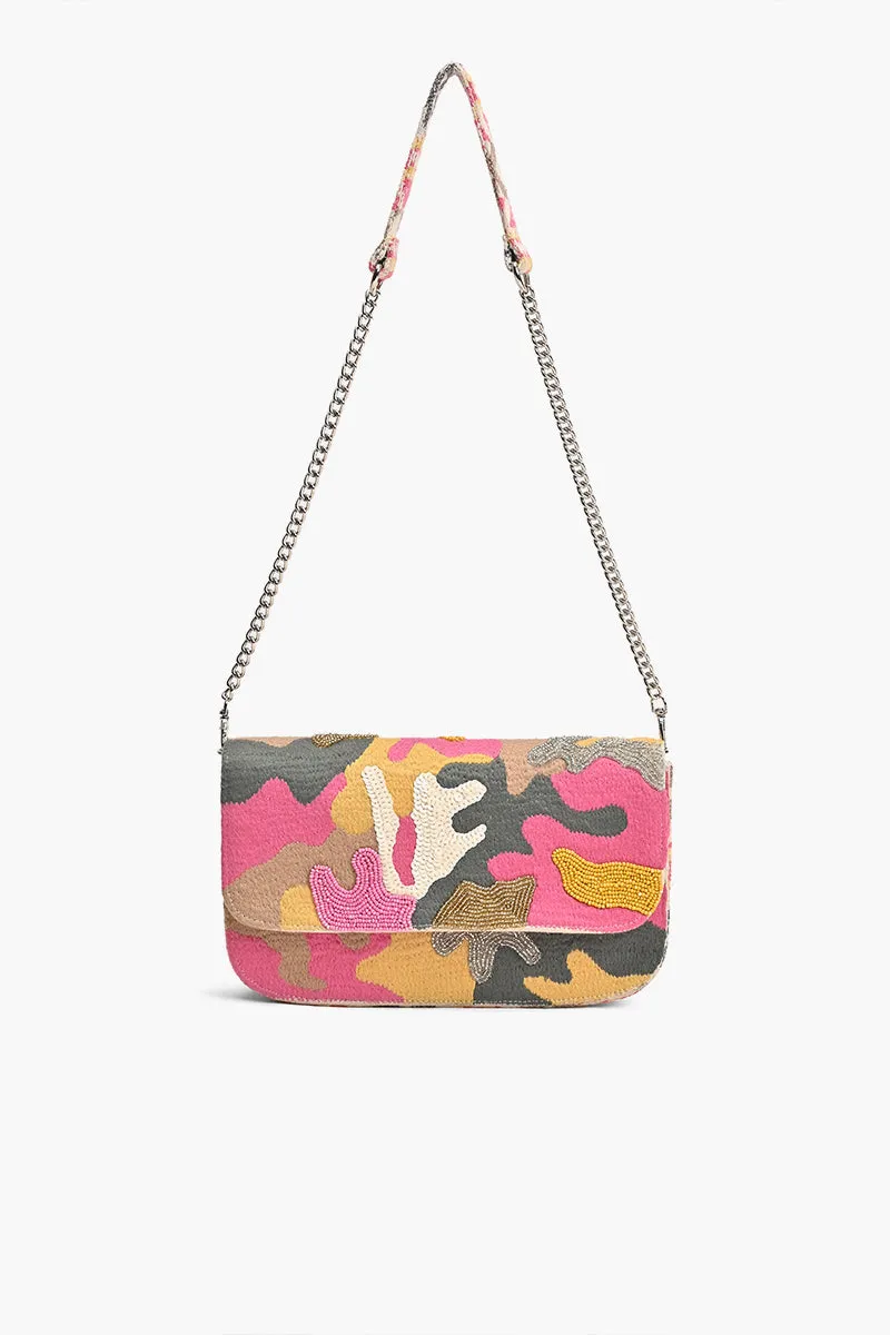 Pink Camo Embellished Shoulder Bag