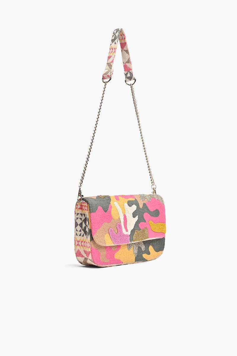 Pink Camo Embellished Shoulder Bag