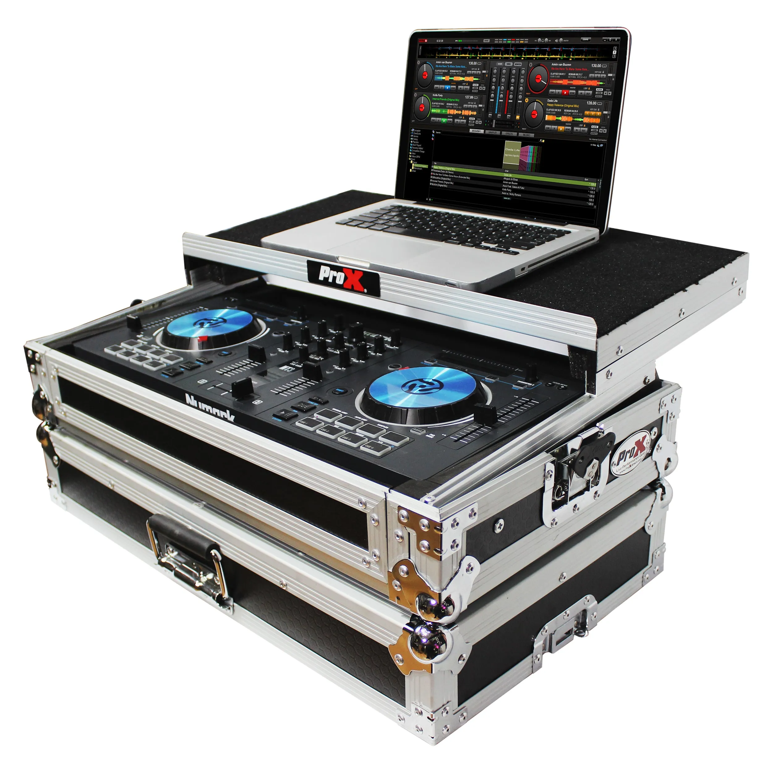 ProX X-MXTPRO3LT Flight Case for Numark MixTrack 3 Pro 3 and Platinum Digital Controller W-Laptop Shelf