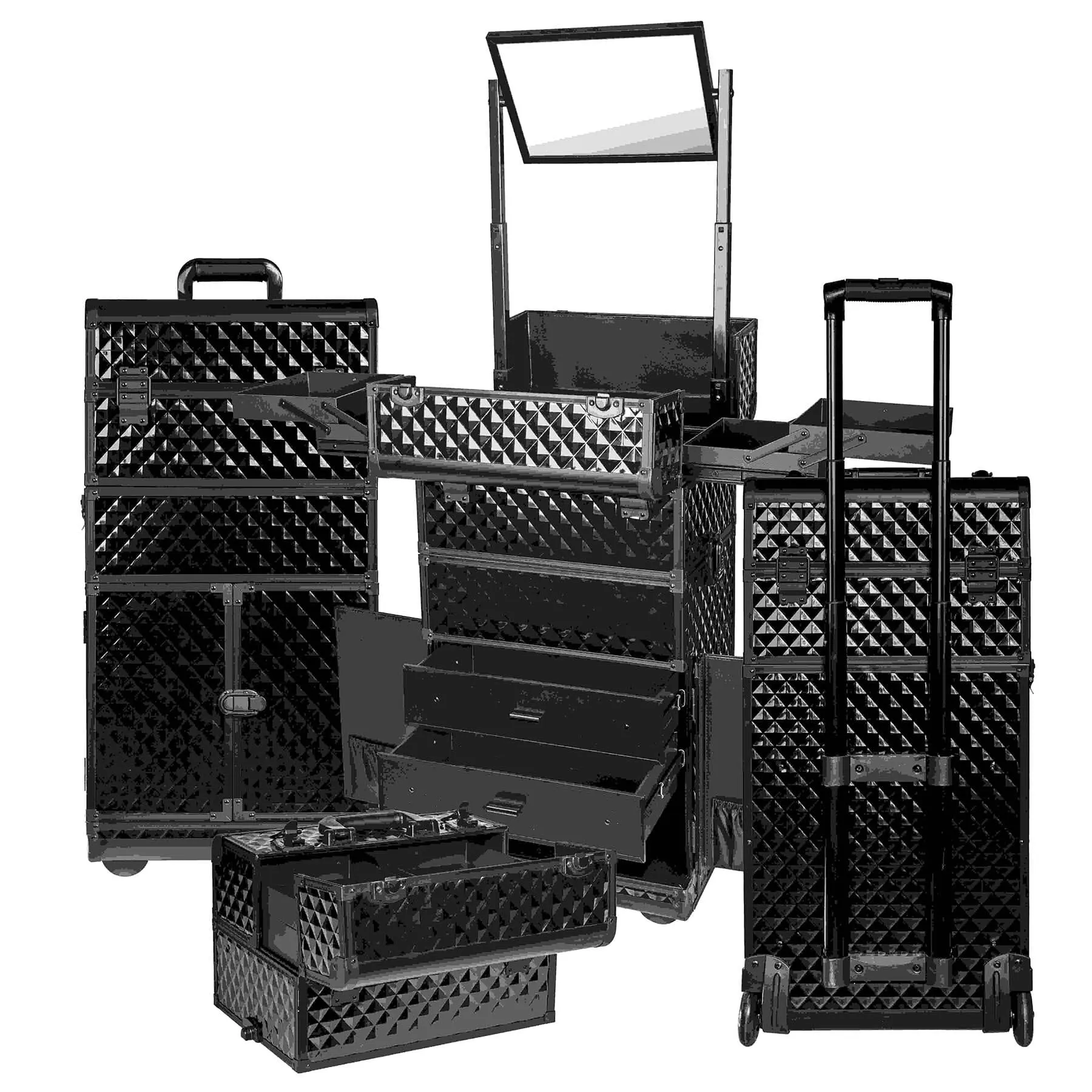 REBEL Series Pro Makeup Artists Rolling Train Case Trolley Case