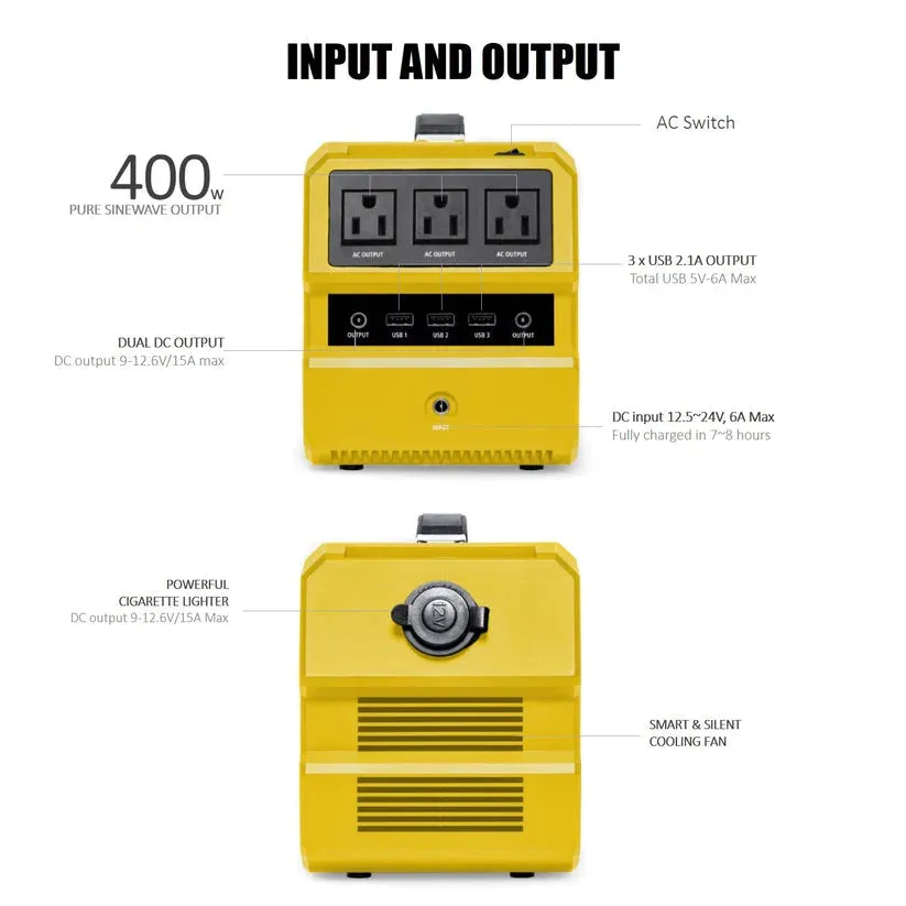 ROCKSOLAR Nomad 400W 444Wh Portable Solar Generator Kit