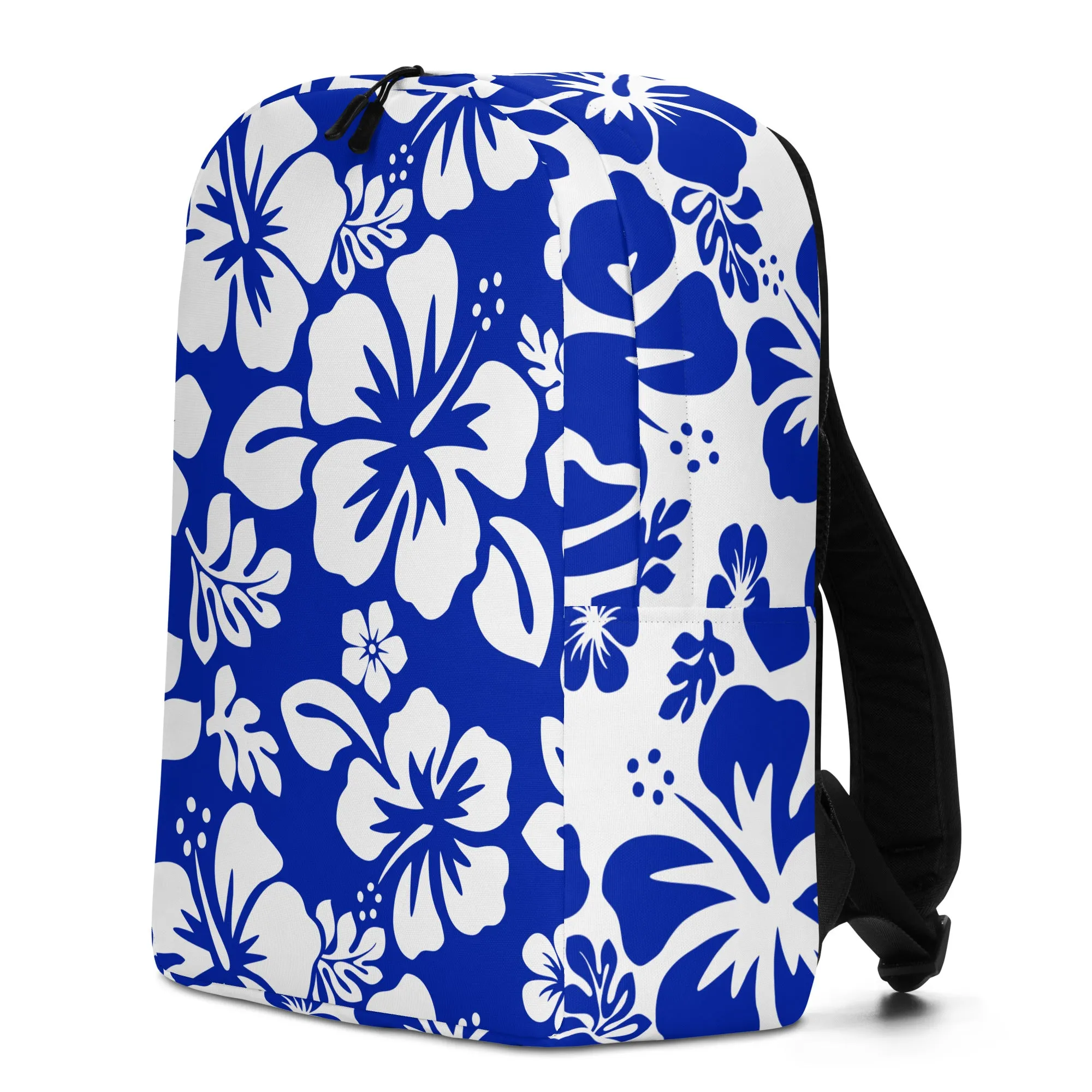 Royal Blue and White Hawaiian Print Backpack