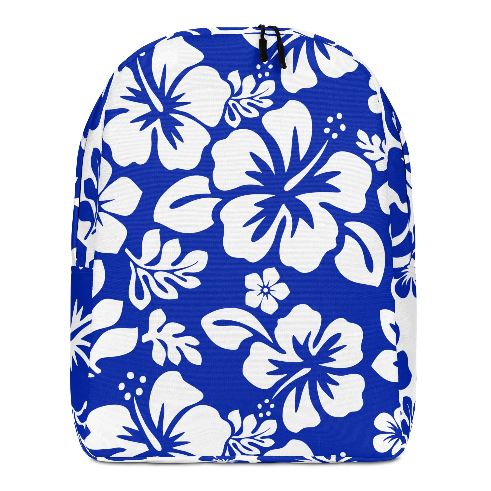 Royal Blue and White Hawaiian Print Backpack