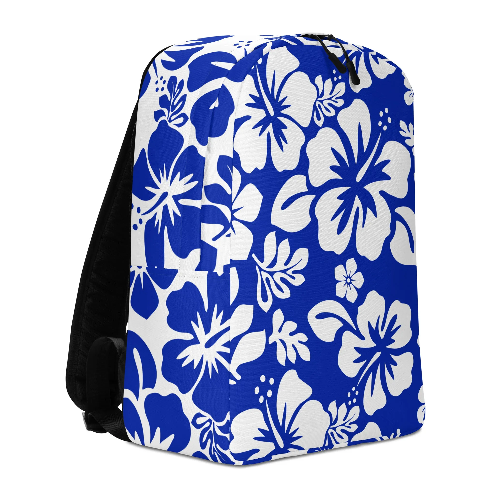 Royal Blue and White Hawaiian Print Backpack