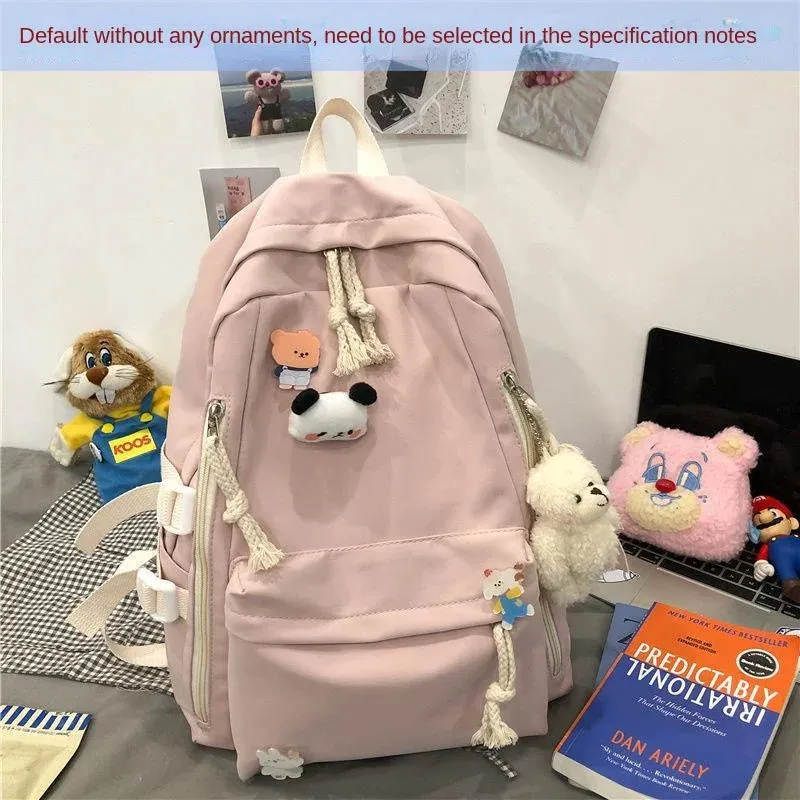 Sohiwoo Girls Black Travel Waterproof School Bag Women New Nylon Laptop Book Bag Trendy Fashion Cute Female College Backpack Cool